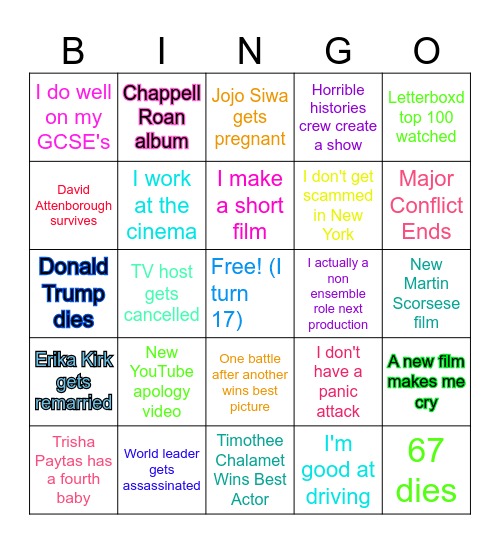 2026 Bingo Card