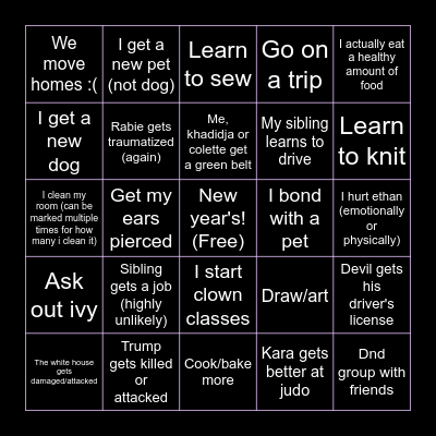 New years bingo 2026 Bingo Card