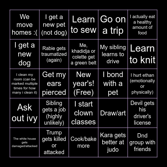 New years bingo 2026 Bingo Card
