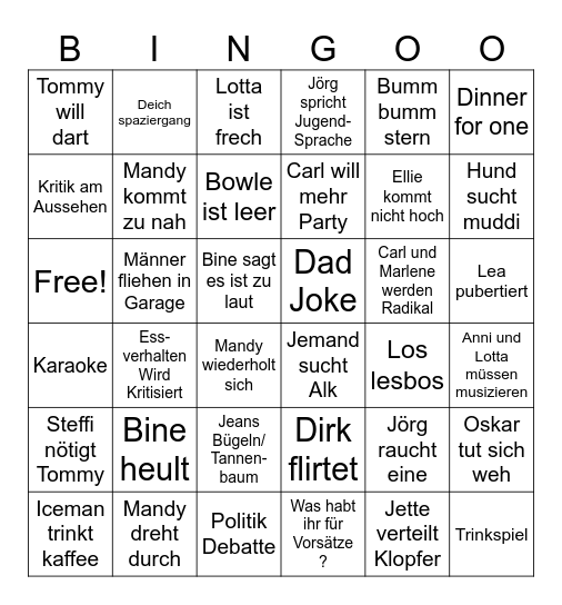 Silvester Bingoo Bingo Card