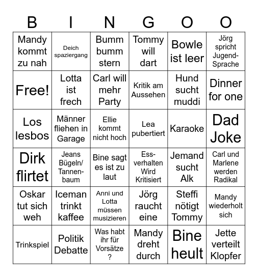 Silvester Bingoo Bingo Card