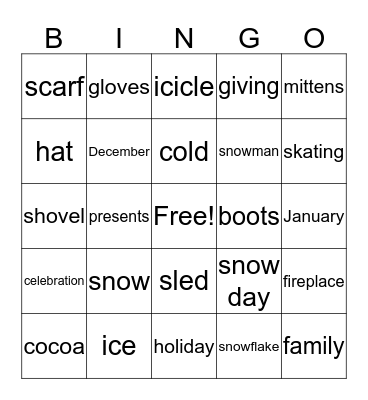 Winter Wonderland Bingo Card