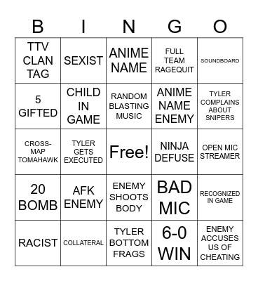 CALL OF DUTY: BINGO WARFARE Bingo Card