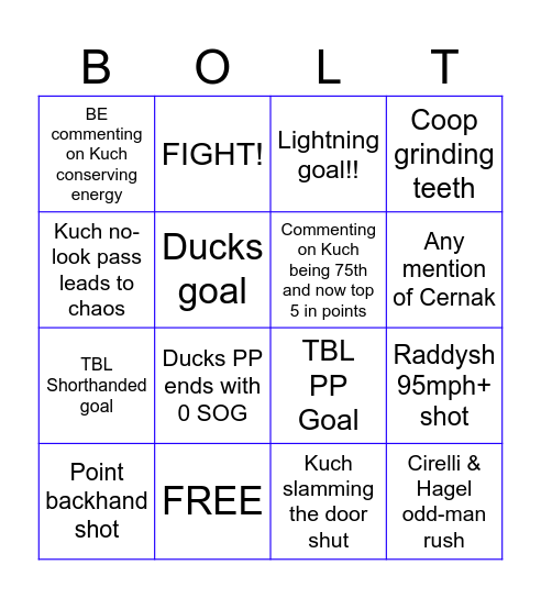 Lightning Bingo 2 Bingo Card