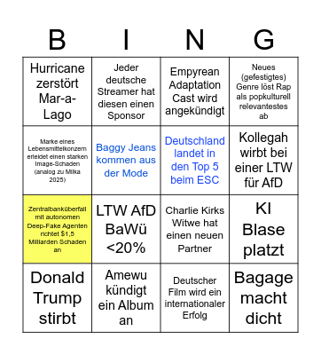 Jahresbingo 2026 Bingo Card