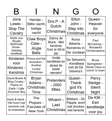 Kerstbingo Card