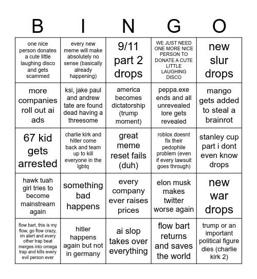 2026 bingo card Bingo Card