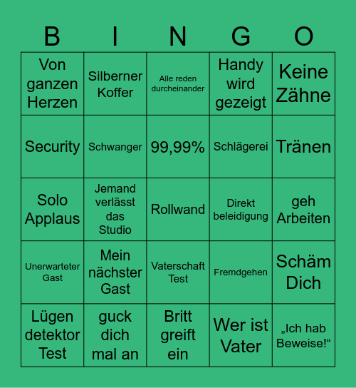 Britt Bingo Card