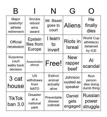 2026 Bingo Card
