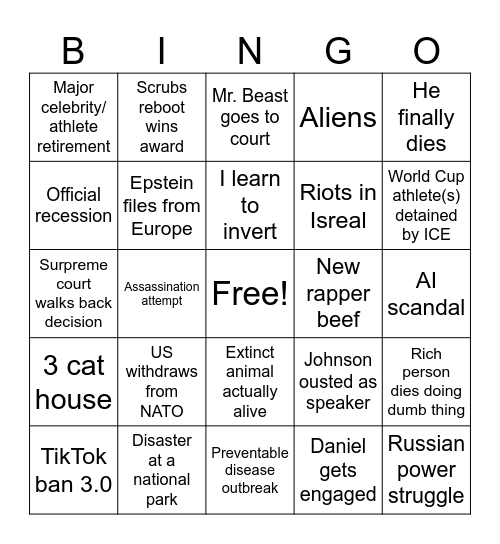2026 Bingo Card