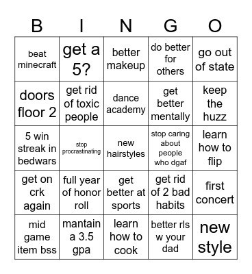 2026 Bingo Card