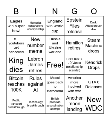 2026 Bingo Card