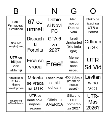 New Years Bingo Card