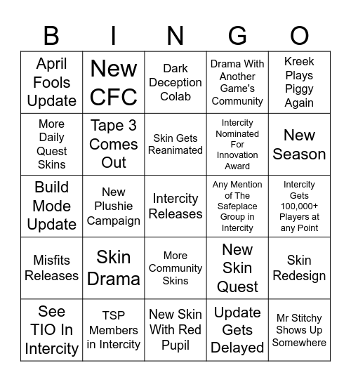 2026 Piggy Bingo Card Bingo Card