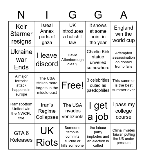 2026 Bingo Card