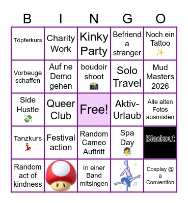 2026 Sidequests Bingo Card