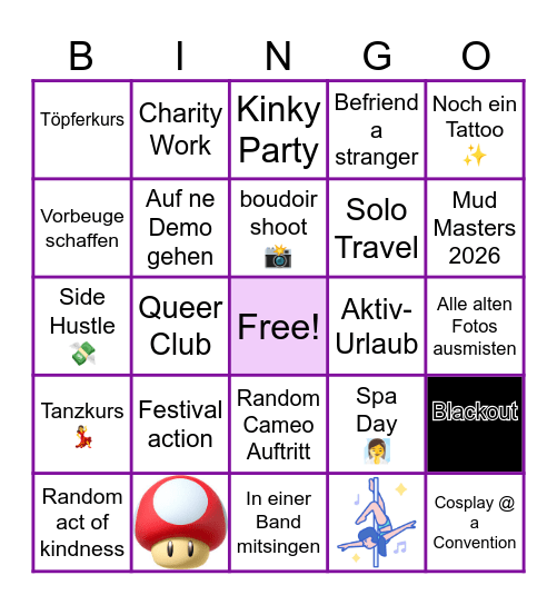 2026 Sidequests Bingo Card