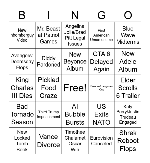 2026 Bingo Card
