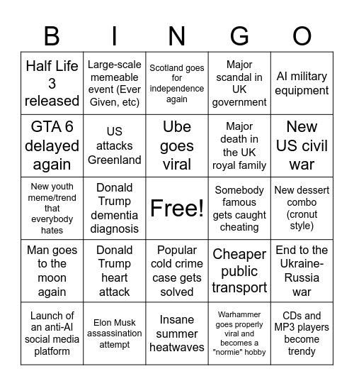 2026 Bingo Card