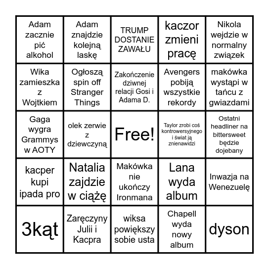 BINGO 2026 Bingo Card