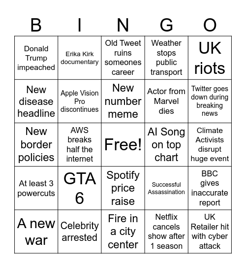2026 Bingo Card