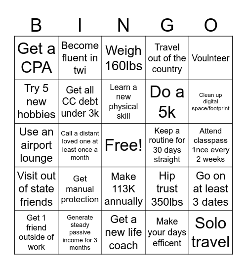 Elizabeth 2026 BINGO Card Bingo Card