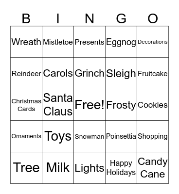 Christmas Bingo Card