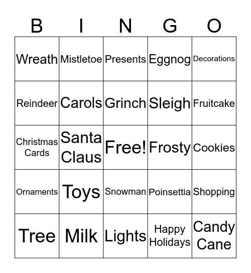 Christmas Bingo Card