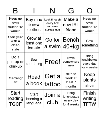 2026 Bingo Card