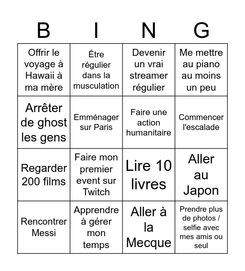 MON BINGO 2026 Bingo Card