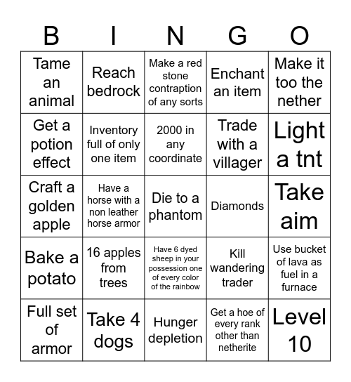Lockout challenge Bingo Card