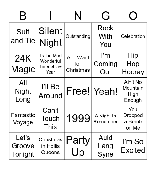 Holiday Party BANGERS Bingo Card