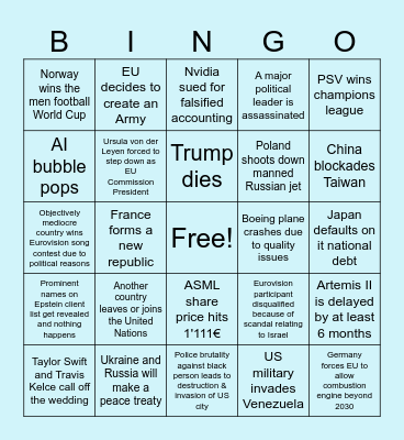 2026 David E Bingo Card
