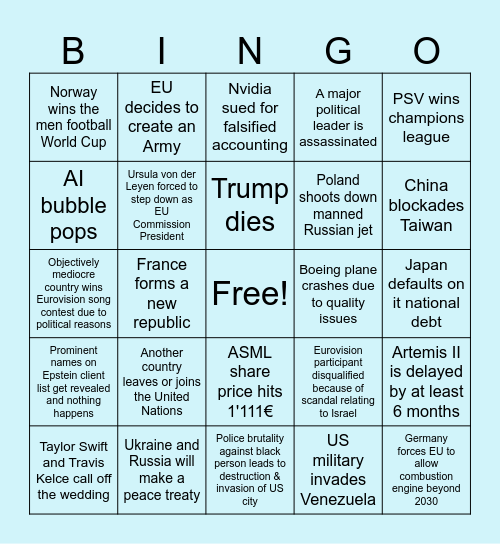 2026 David E Bingo Card