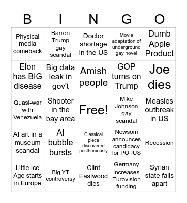2026 Bingo Card