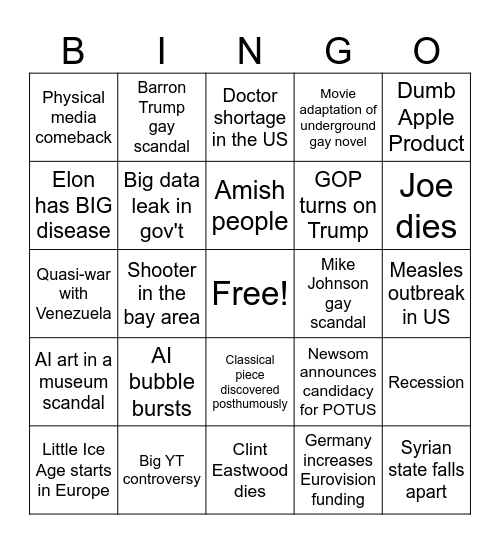 2026 Bingo Card