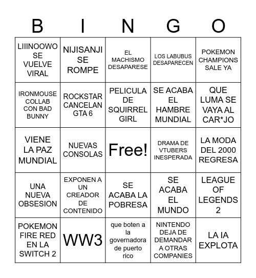QUE NOS TRAE EL 2026 Bingo Card