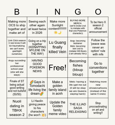 Delulu' INGO 2026 Bingo Card