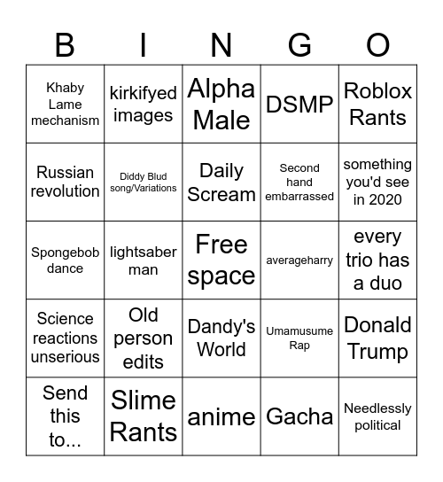 Tiktok vs Instagram Reels Bingo Card