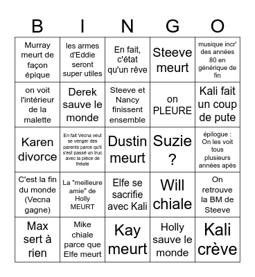 stranger things season 5 Bingo Card