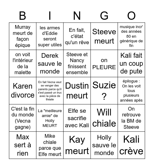 stranger things season 5 Bingo Card