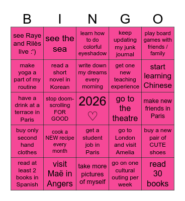 Polo's 2026 Bingo Card
