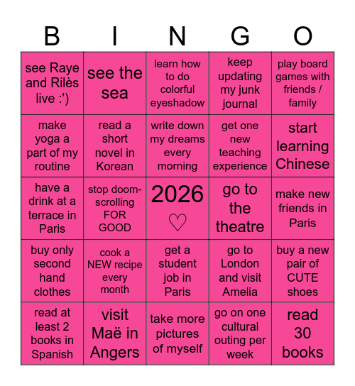 Polo's 2026 Bingo Card