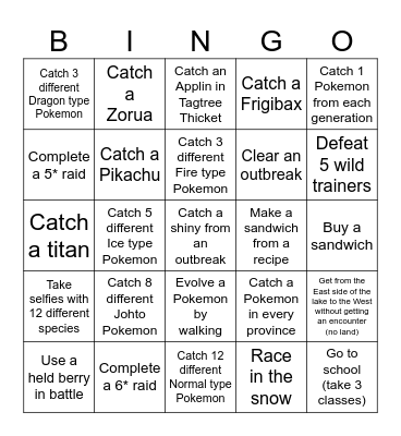 Scarlet/Violet Bingo Card