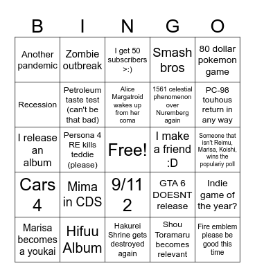 2026 Bingo! Bingo Card