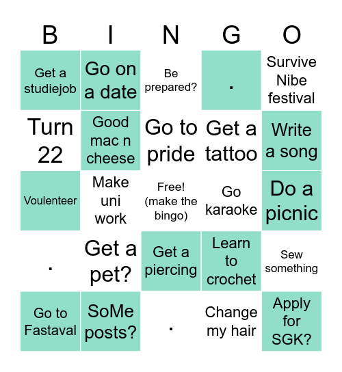 BINGO! 2026 Bingo Card