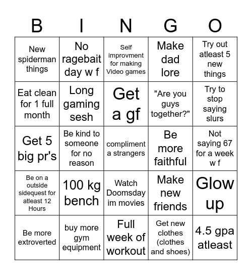 2026 Bingo Predictions Bingo Card