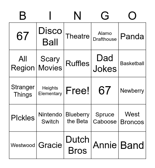 NYE  2025 Bingo Card