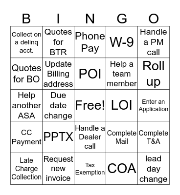 Untitled Bingo Card