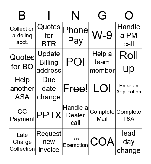 Untitled Bingo Card